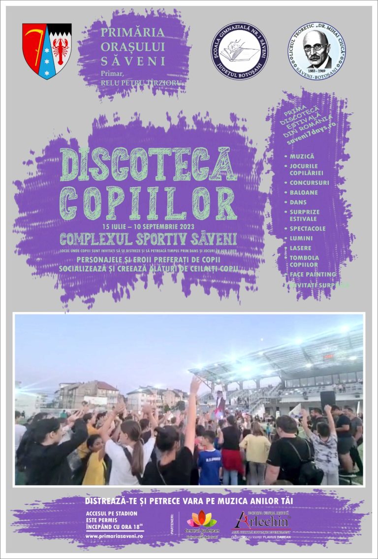 Discoteca copiilor și adolescenților la Săveni! Vezi când începe noul sezon de distracție pentru tânăra generație de copii și adolescenți!