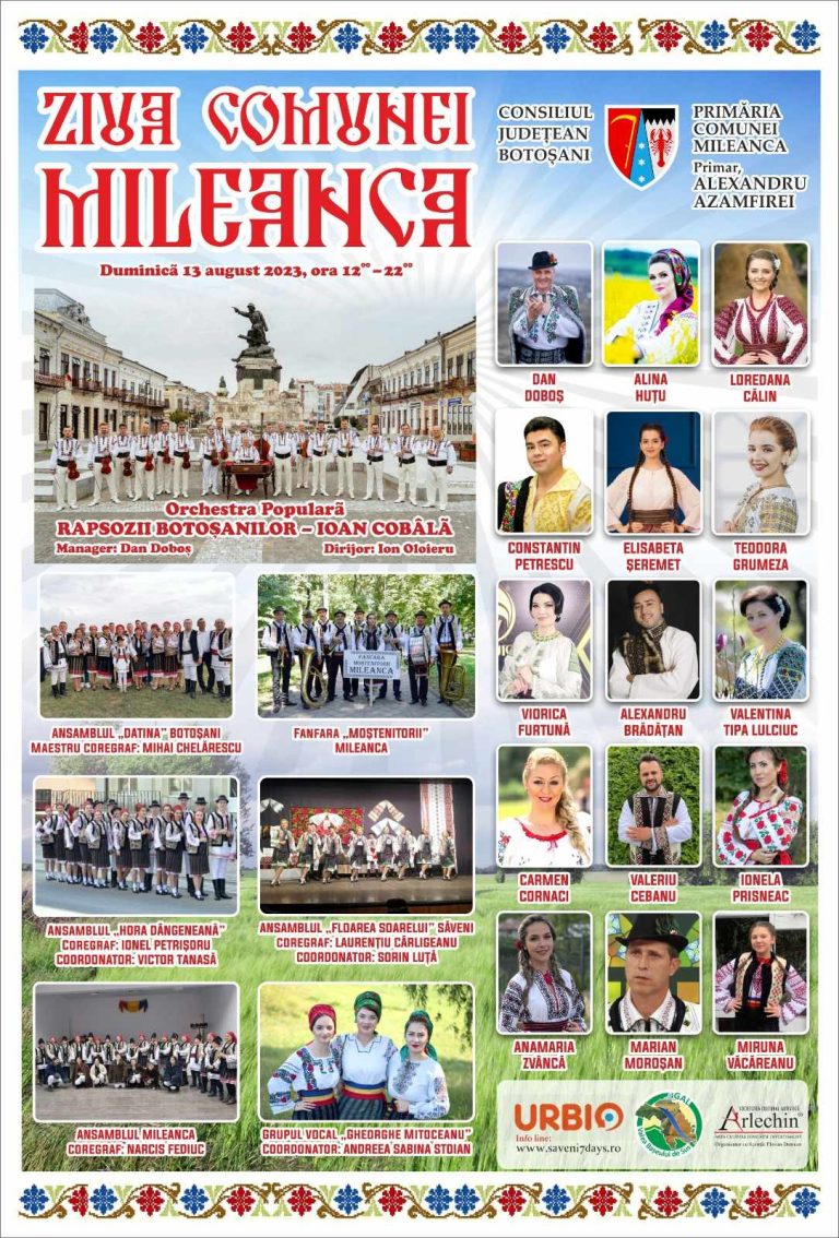 Ziua Comunei Mileanca, o nouă ediție cu artiști de renume care vor interpreta melodii din repertoriul local și național! Vezi unde și când are loc sărbătoarea!