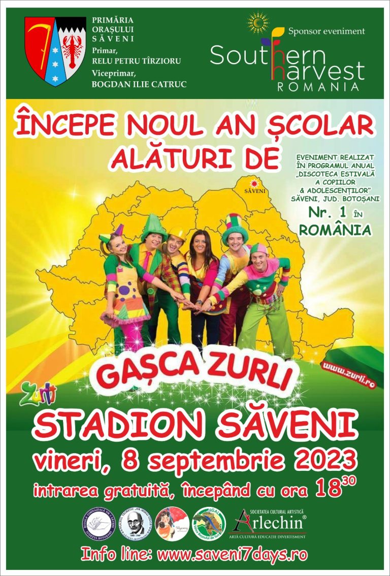 Orașul Săveni invită toți copiii să înceapă noul an școlar alături de Gașca Zurli! Vezi unde și când are loc cel mai îndrăgit spectacol pentru copii și adoescenți din România!