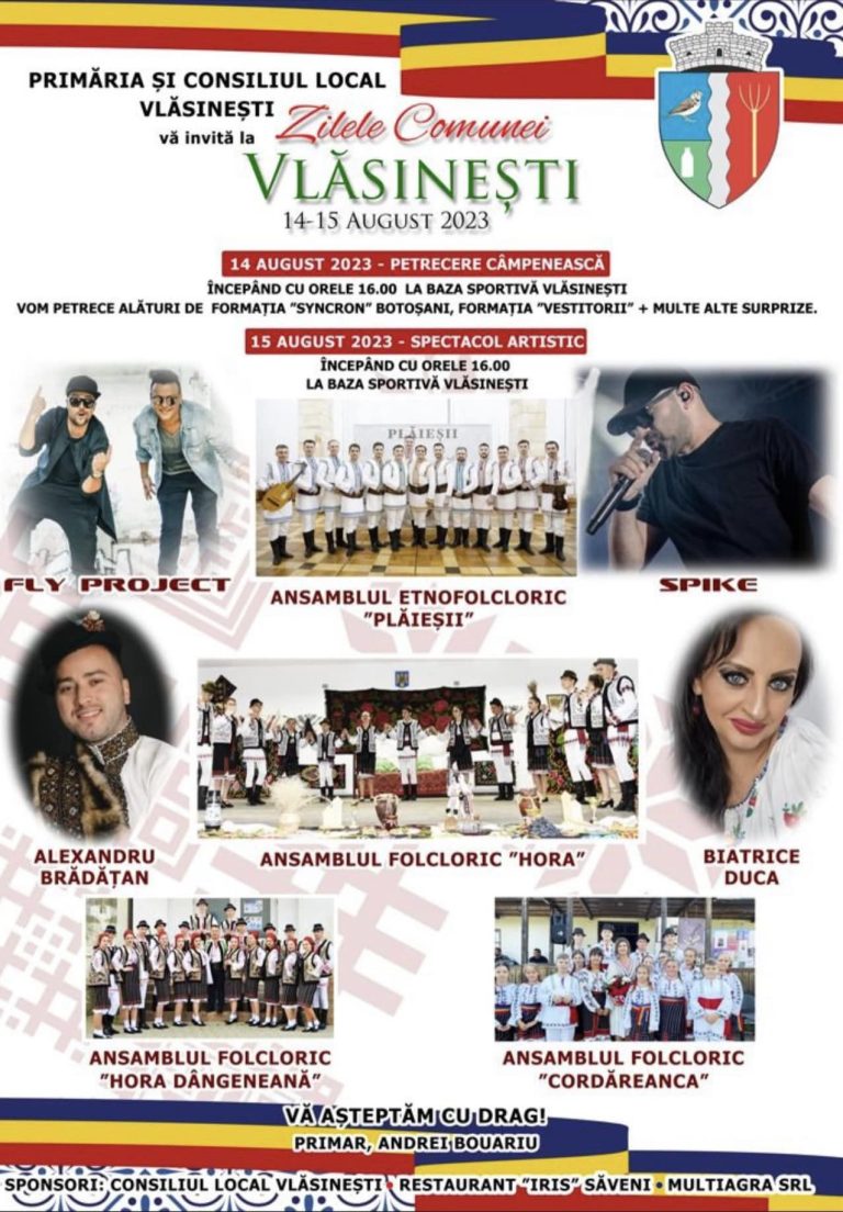 Comuna Vlăsinești în sărbătoare! Vezi unde și când are loc Zilele comunei Vlăsinești!