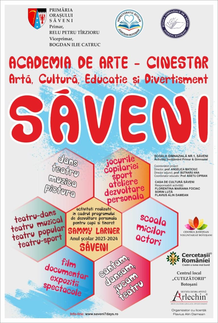 Vezi activitățile organizate în anul nou școlar de Academia de arte CINESTAR din orașul Săveni!
