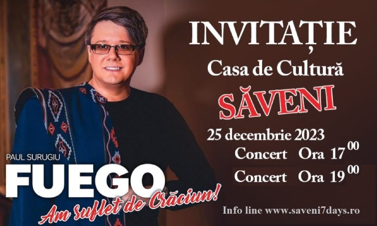   Concertele cunoscutului artist Fuego alias Paul Surugiu, de la Săveni, din prima zi de Crăciun, deschid seria evenimentelor dedicate sărbătorilor de iarnă!