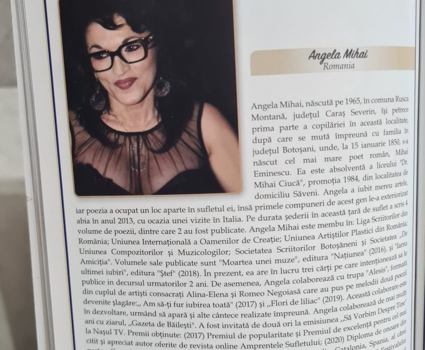 Trofeu – Angela Mihai – Cenaclul literar POESIS Săveni – Concurs internațional 1
